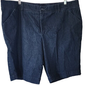 Cj Banks Denim High Rise Bermuda Dark Wash Shorts Plus Size 24